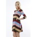 R10D-VC33800 MULTY COLORS STRIPES  V NECK CRISS CROSS ON FRONT  DRESS 2,2,2