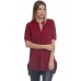 RO2-9069 BURGANDY  V-NECK SHORT SLEEVE HI LOW  TUNIC TOP 1-2-2