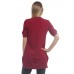 RO2-9069 BURGANDY  V-NECK SHORT SLEEVE HI LOW  TUNIC TOP 1-2-2