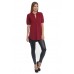 RO2-9069 BURGANDY  V-NECK SHORT SLEEVE HI LOW TUNIC TOP 2-3