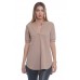 BO2-RO2-9069 TAN  V-NECK SHORT SLEEVE HI LOW TUNIC TOP 2-2-2