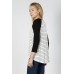 RO2-HT18058AZ1 WHITE BLACK STRIPES 3/4 SLEEVE T-SHIRT TOP 3PCS (s)