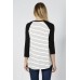 RO2-HT18058AZ1 WHITE BLACK STRIPES 3/4 SLEEVE T-SHIRT TOP 3PCS (s)