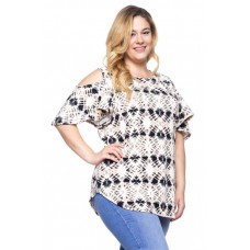 PT2147 BLACK BEIGE PLUS SIZE  TOP 2,2