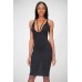 BD11492 BLACK STRAP CRISS CROSS NECK DRESS 2,2,2