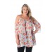 B8-HG-0418X CHIFFON RED PURPLE FLOWERS Plus Size Tunic Top 1,2,2