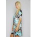 R9D-VC3500-ES BLK AND WHITE TEAL FLOWERS Midi Dress 2,2,2