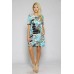 R9D-VC3500-ES BLK AND WHITE TEAL FLOWERS Midi Dress 2,2,2