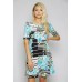 R9D-VC3500-ES BLK AND WHITE TEAL FLOWERS Midi Dress 2,2,2