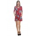 R10A-VC35733-6 BURGANDY FLOWERS CHOCKER DRESS CRISS CROSS ON FRONT 2,2,2