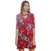 R10A-VC35733-6 BURGANDY FLOWERS CHOCKER DRESS CRISS CROSS ON FRONT 2,2,2