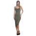 R10C-AD42443 OLIVE  SUEDE SPAGHETTI STRAP MIDI DRESS 2,2,2