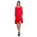 R10C-VC3595 RED 3/4 SLEEVE  OPEN SHOULDER HI LOW DRESS 2,2,2