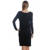 S3B-D1507132 BLACK  LONG SLEEVE O-NECK MIDI DRESS 2,2,2