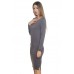 S3B-D1507132 GREY LONG SLEEVE O-NECK MIDI DRESS 2,2,2