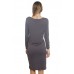 S3B-D1507132 GREY LONG SLEEVE O-NECK MIDI DRESS 2,2,2