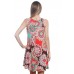 R9D-VC3158 BROWN RED  SLEEVE LESS DAMASK PRINT A LINE SIDE POCKET DRESS 2,2,2