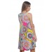 R9D-VC3158 YELLOW GREY FUSHIA SLEEVE LESS DAMASK PRINT A LINE SIDE POCKET DRESS 2,2,2