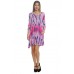 R9F-VC3514-SLUB FUSHIA NAVY TIE DYE 3/4 SLEEVE CUT OFF SHOULDER DRESS 2,2,2