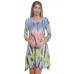 R9F-VC3514-SLUB GREY PINK YELLOW TIE DYE 3/4 SLEEVE CUT OFF SHOULDER DRESS 2,2,2