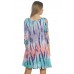 R9F-VC3514-SLUB MINT  BLUE PINK TIE DYE 3/4 SLEEVE CUT OFF SHOULDER DRESS 2,2,2