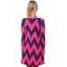 R10B-VC33800 NAVY BLUE FUSHIA LONG SLEEVE CHEVRON CRISS CROSS HALTER DRESS 2,2,2