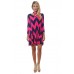 R10B-VC33800 NAVY BLUE FUSHIA LONG SLEEVE CHEVRON CRISS CROSS HALTER DRESS 2,2,2