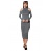 S11259 H.GREY OPEN SHOULDER MIDI DRESS 3,2,1